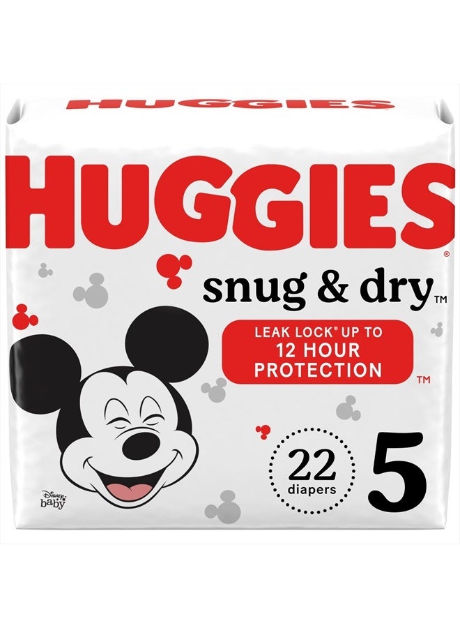 Huggies Size 5 Diapers, Snug & Dry Baby Diapers, Size 5 (27+ lbs), 22 Count - Image 1