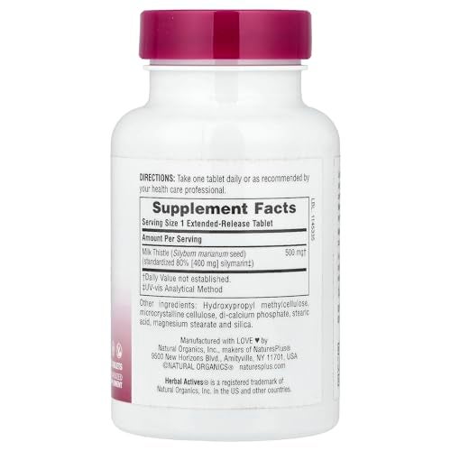 NaturesPlus Herbal Actives Milk Thistle Extended Release 30 Tablets NonGMO Vegetarian Gluten Free 30 Servings - Image 5