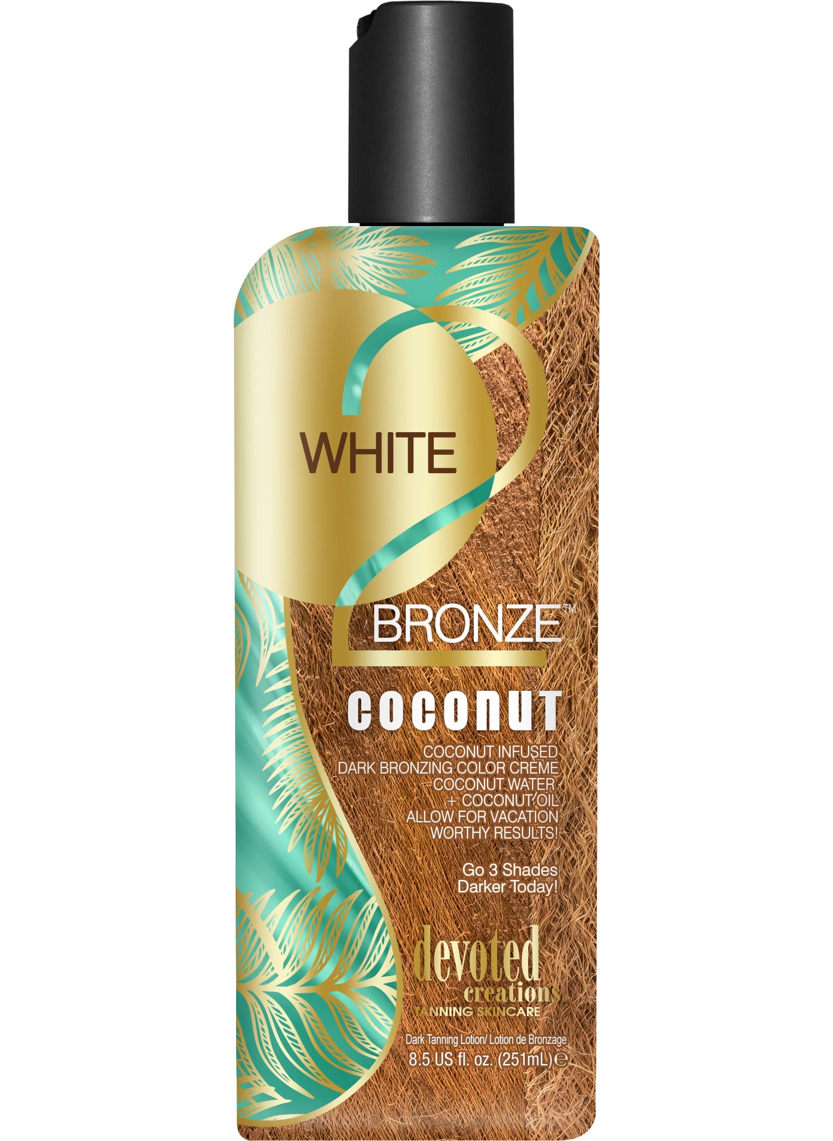 Devoted Creations Devoted Creations White 2 Bronze Coconut - Color Enhancing Dark Bronzing Tanning Lotion with Coconut Water & Coconut Oil 8.5 oz. 