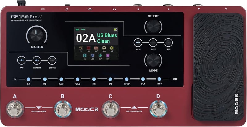 MOOER GE150 Pro Li Guitar Amp Modelling Multi Effects Pedal with Built-in Battery - Image 1