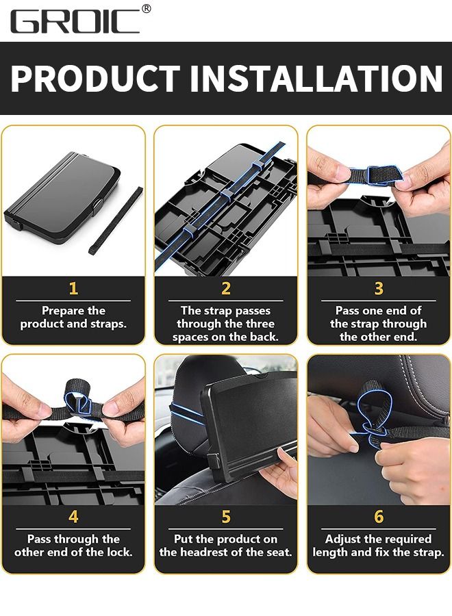 GROIC Multi-Functional Portable Foldable Car Seat Tray Desk,Black Portable Car Vehicle Back Seat Tray Table for Food, Meal, Car-mounted Back Seat Dining Table - Image 5