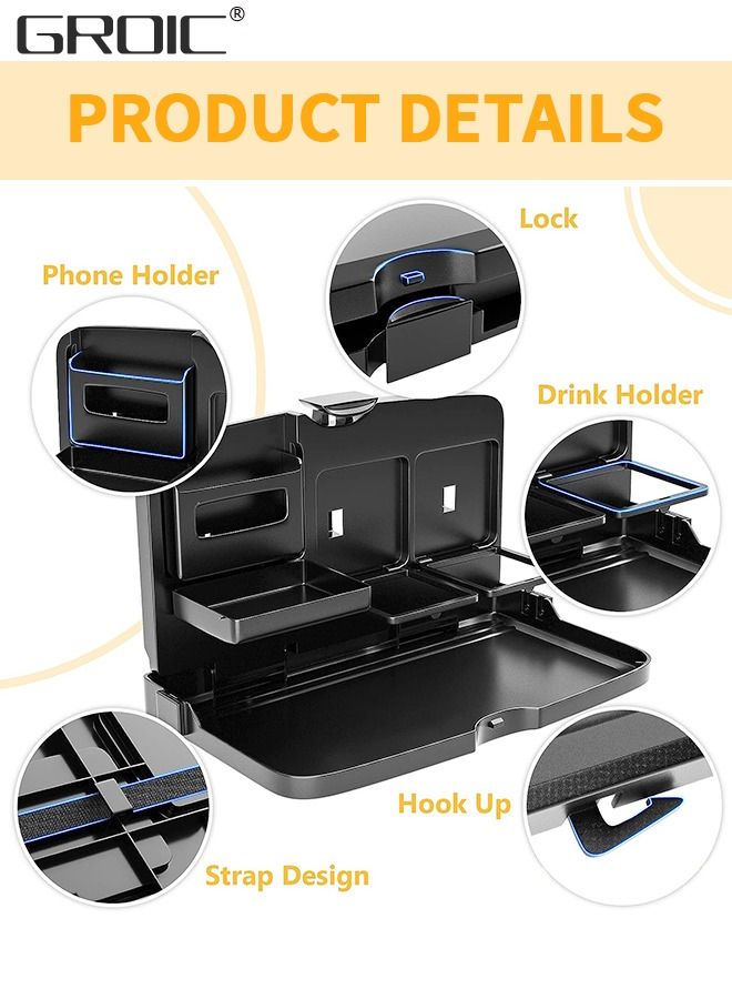 GROIC Multi-Functional Portable Foldable Car Seat Tray Desk,Black Portable Car Vehicle Back Seat Tray Table for Food, Meal, Car-mounted Back Seat Dining Table - Image 2