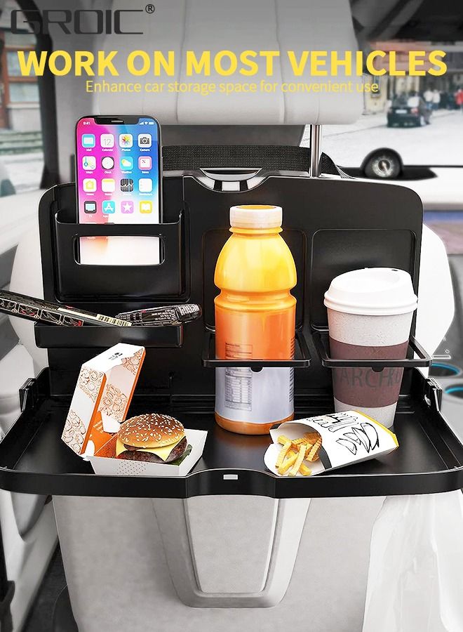 GROIC Multi-Functional Portable Foldable Car Seat Tray Desk,Black Portable Car Vehicle Back Seat Tray Table for Food, Meal, Car-mounted Back Seat Dining Table - Image 3