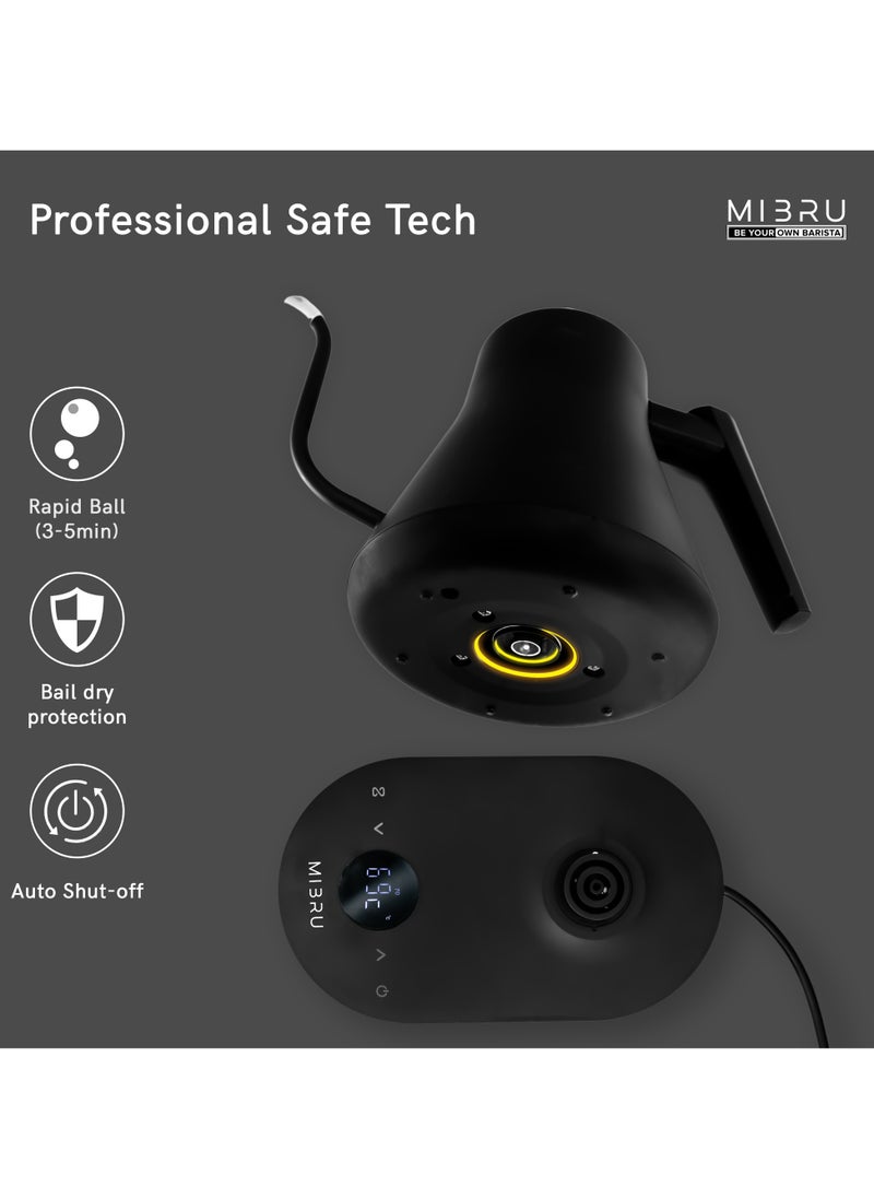 Electric Gooseneck Kettle 800ML 1000W Water Kettle for Pour-over Coffee & Tea, 304 Stainless Steel Coffee and Tea Pot, Constant Temperature Coffee Kettle