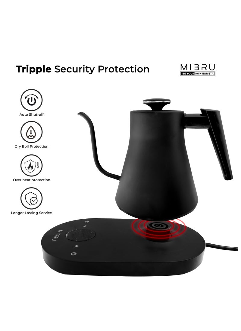 Electric Gooseneck Kettle 800ML 1000W Water Kettle for Pour-over Coffee & Tea, 304 Stainless Steel Coffee and Tea Pot, Constant Temperature Coffee Kettle