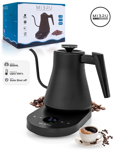Electric Gooseneck Kettle 800ML 1000W Water Kettle for Pour-over Coffee & Tea, 304 Stainless Steel Coffee and Tea Pot, Constant Temperature Coffee Kettle