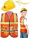 Handepo Construction Worker Costume Kids Hard Hat Construction Vest Goggles Toddler Dress Up Set Birthday Party Girls BoysYellow - Image 4