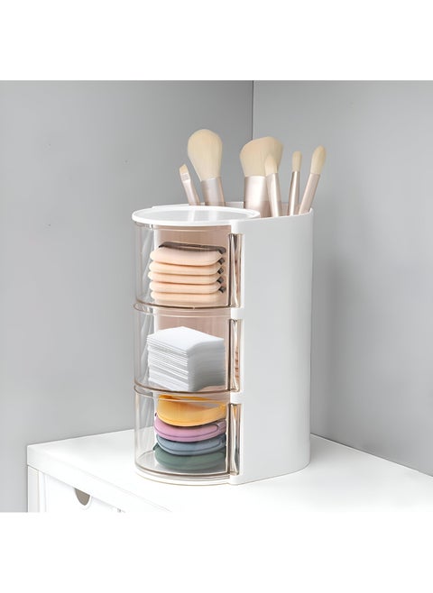 Cosmetic Holder - Sleek Small 3-Layer Rotating Acrylic Caddy For Organizing Skincare Tools, Brushes, Cotton Rounds, Floss, And Beauty Essentials