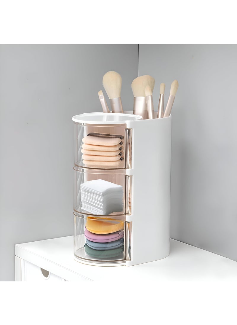Cosmetic Holder - Sleek Small 3-Layer Rotating Acrylic Caddy For Organizing Skincare Tools, Brushes, Cotton Rounds, Floss, And Beauty Essentials
