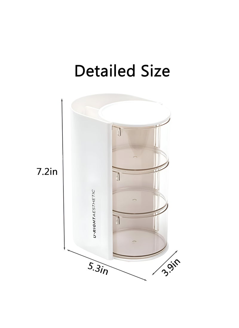 Cosmetic Holder - Sleek Small 3-Layer Rotating Acrylic Caddy For Organizing Skincare Tools, Brushes, Cotton Rounds, Floss, And Beauty Essentials