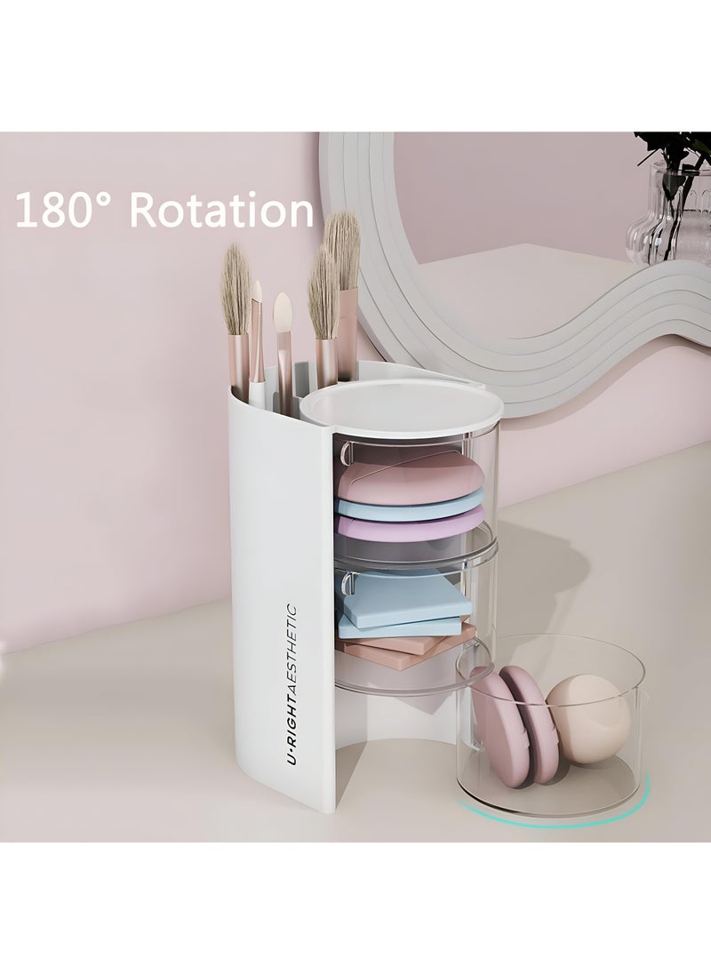 Cosmetic Holder - Sleek Small 3-Layer Rotating Acrylic Caddy For Organizing Skincare Tools, Brushes, Cotton Rounds, Floss, And Beauty Essentials