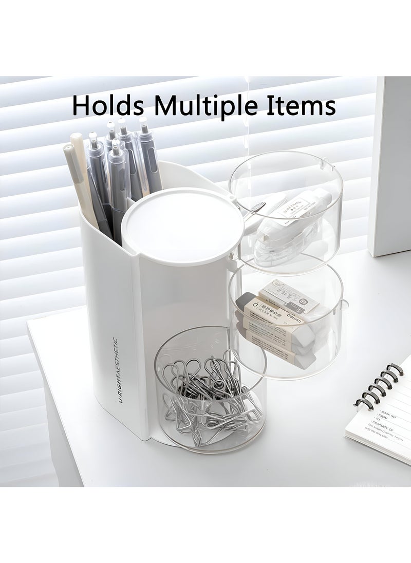 Cosmetic Holder - Sleek Small 3-Layer Rotating Acrylic Caddy For Organizing Skincare Tools, Brushes, Cotton Rounds, Floss, And Beauty Essentials