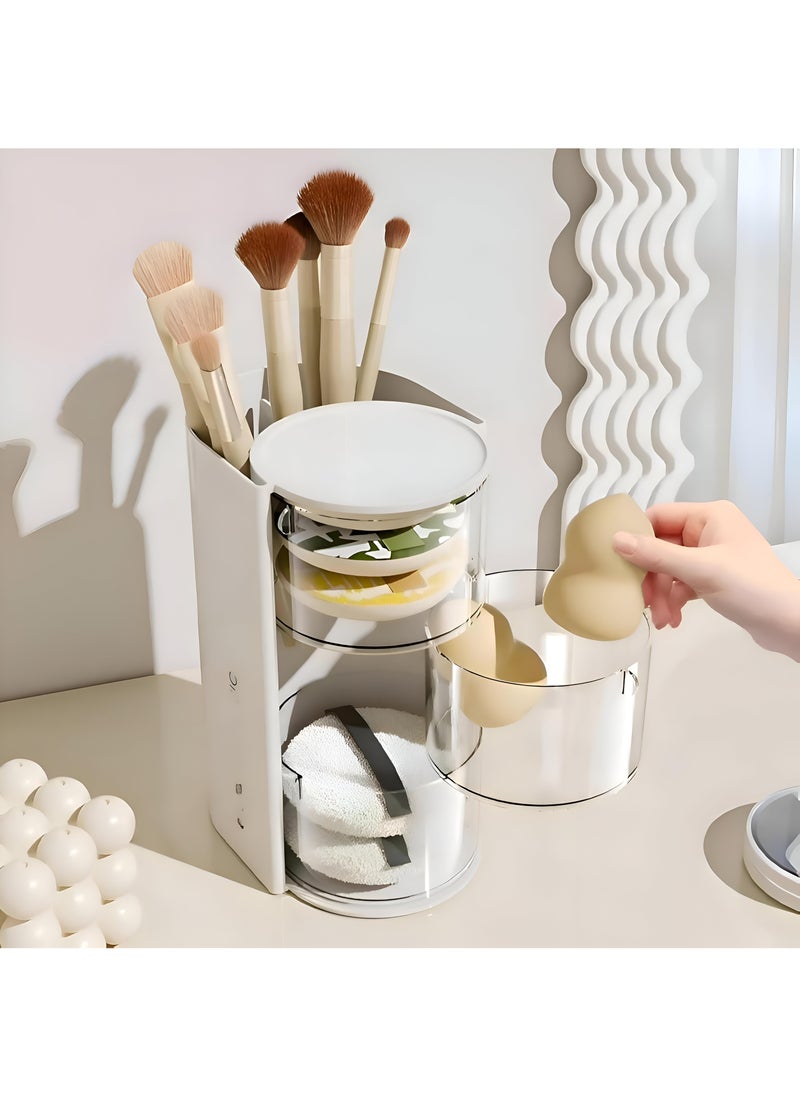 Cosmetic Holder - Sleek Small 3-Layer Rotating Acrylic Caddy For Organizing Skincare Tools, Brushes, Cotton Rounds, Floss, And Beauty Essentials