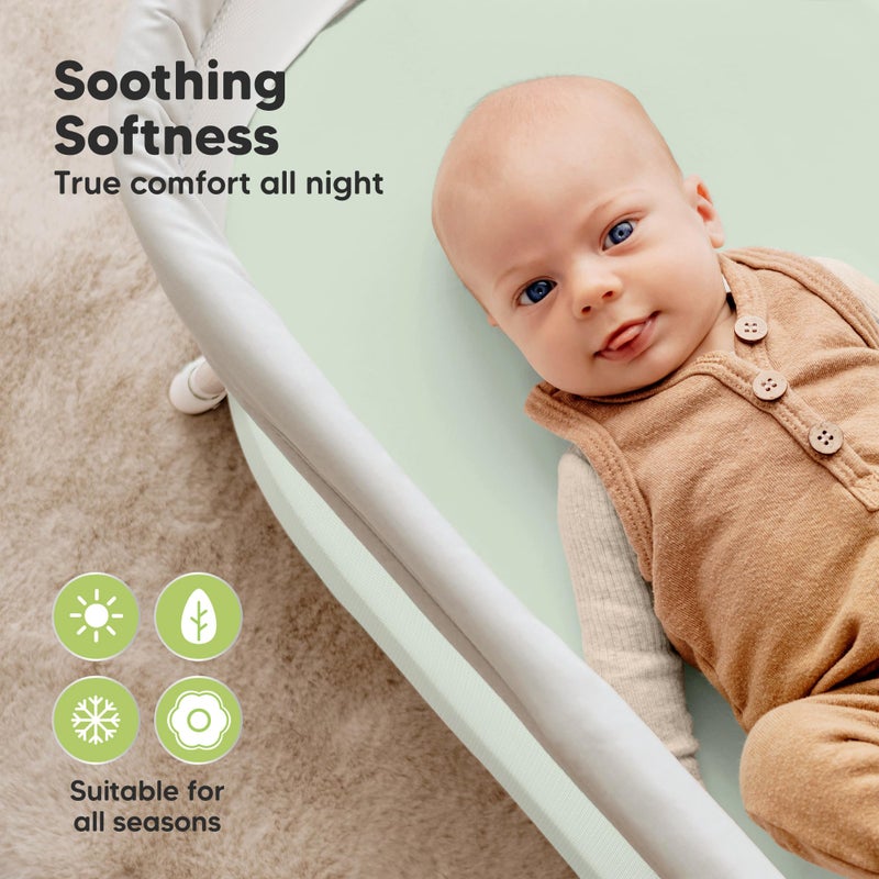 KeaBabies 2-pk Waterproof Bassinet Sheets Girls, Boys, Cotton - 33x17 Universal Bassinet Mattress Pad Protector Cover, Compatible with Graco, Baby Delight, Chicco, Halo Bassinest Swivel Sleeper Fitted (Sage) - Image 5