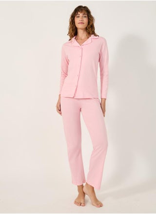 COTTON JERSEY LONG SLEEVE BUTTON THRU SHIRT and PJ SET - pzsku/ZD40B33F57DEE5713E4F4Z/45/1741119835/f27718e3-a354-425c-927a-00945aa9fd3d