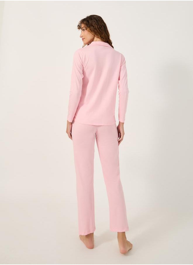 Styli COTTON JERSEY LONG SLEEVE BUTTON THRU SHIRT and PJ SET  - Image 4