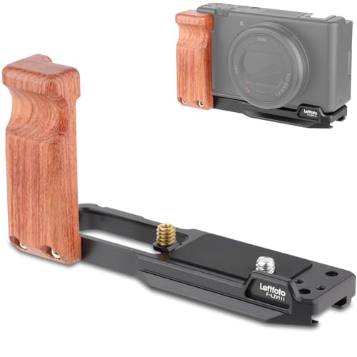 Leftfoto ZV-1 II Handgrip L Bracket Ergonomic Wooden Side Handle for Sony ZV-1 II/ZV-1/ZV1F/ZV-1M2/ZV-1 Mark II Vlog Digital Camera,Quick Release Plate fit Arca Swiss Standard for DJI RS - Image 1