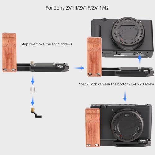 Leftfoto ZV-1 II Handgrip L Bracket Ergonomic Wooden Side Handle for Sony ZV-1 II/ZV-1/ZV1F/ZV-1M2/ZV-1 Mark II Vlog Digital Camera,Quick Release Plate fit Arca Swiss Standard for DJI RS - Image 4