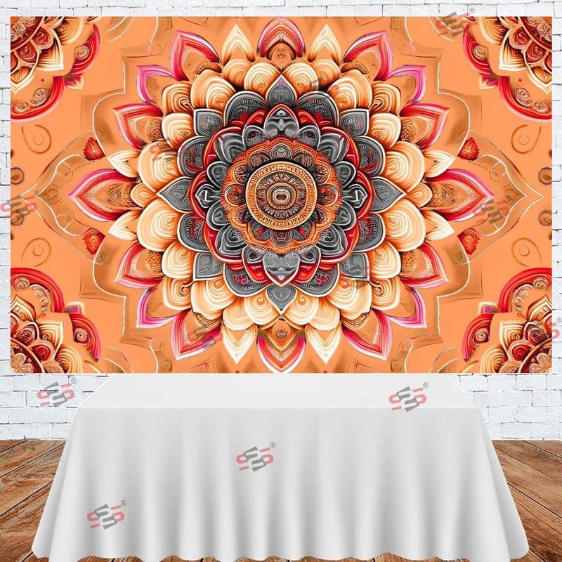 S2S قماش خلفية زهور الوجه لتزيين البوجا التقليدي، قماش تزيين خلفية | قماش ستارة لجميع المهرجانات والفعاليات والمناسبات - (5 × 8 قدم) - Image 2