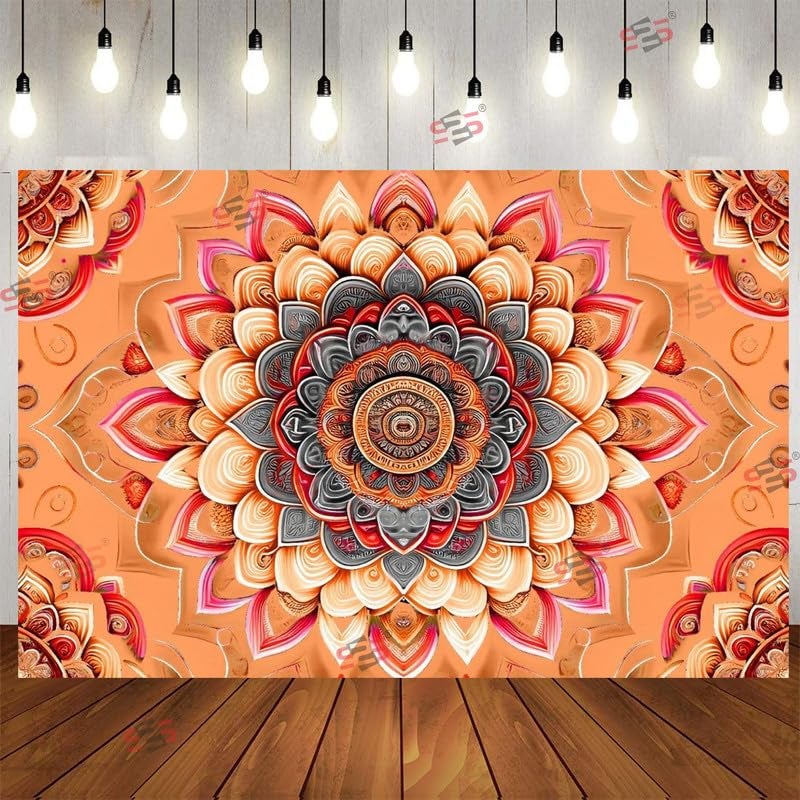 S2S قماش خلفية زهور الوجه لتزيين البوجا التقليدي، قماش تزيين خلفية | قماش ستارة لجميع المهرجانات والفعاليات والمناسبات - (5 × 8 قدم) - Image 1