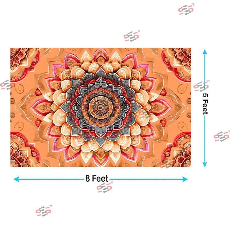 S2S قماش خلفية زهور الوجه لتزيين البوجا التقليدي، قماش تزيين خلفية | قماش ستارة لجميع المهرجانات والفعاليات والمناسبات - (5 × 8 قدم) - Image 4