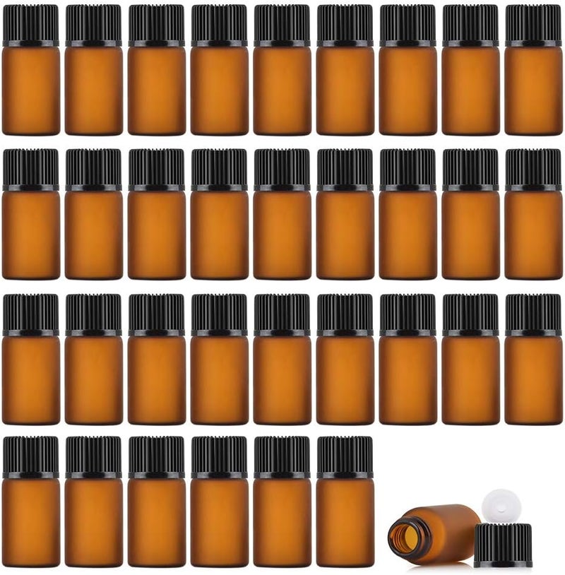 Enslz Enslz 3ml 50Pcs Mini Amber Glass Essential Oils Sample Bottles Empty Refillable Brown Glass Perfume Bottles (3ml)