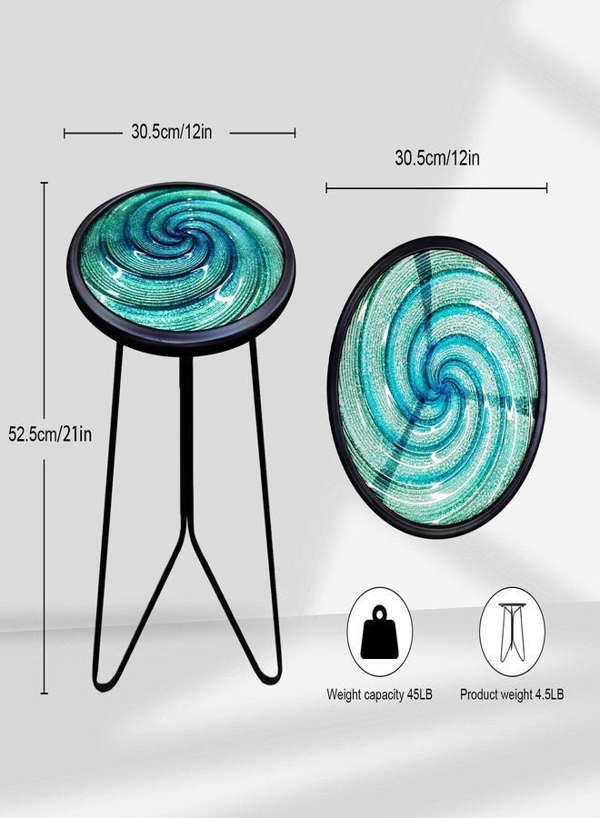 LIFFY Patio Side Table, Small Round End Table, Metal Side Table Outdoor, Small Porch Table for Indoor Balcony Furniture Decor (Green 12 inch) - Image 5