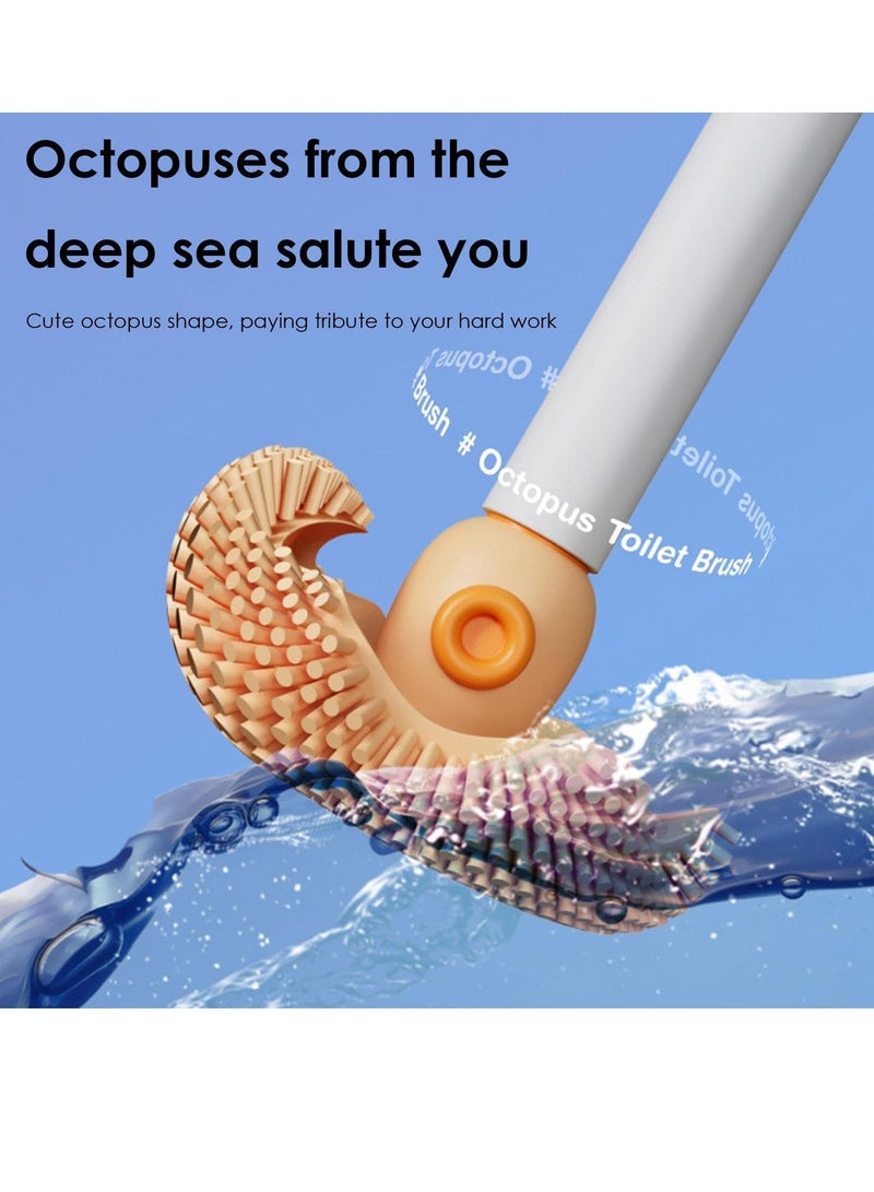SYOSI Toilet Brush Deep Cleaning Long Handle Bathroom Toilet Bowl Brushes Multifunctional Wall Mounted Cleaner Scrubber Creative Octopus Soft Glue Toilet Brush Effective Wall Toilet Brushes No Dead End - Image 3