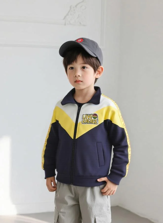 Take Two Take Two Color Block Zip Up Long Sleeve Jacket