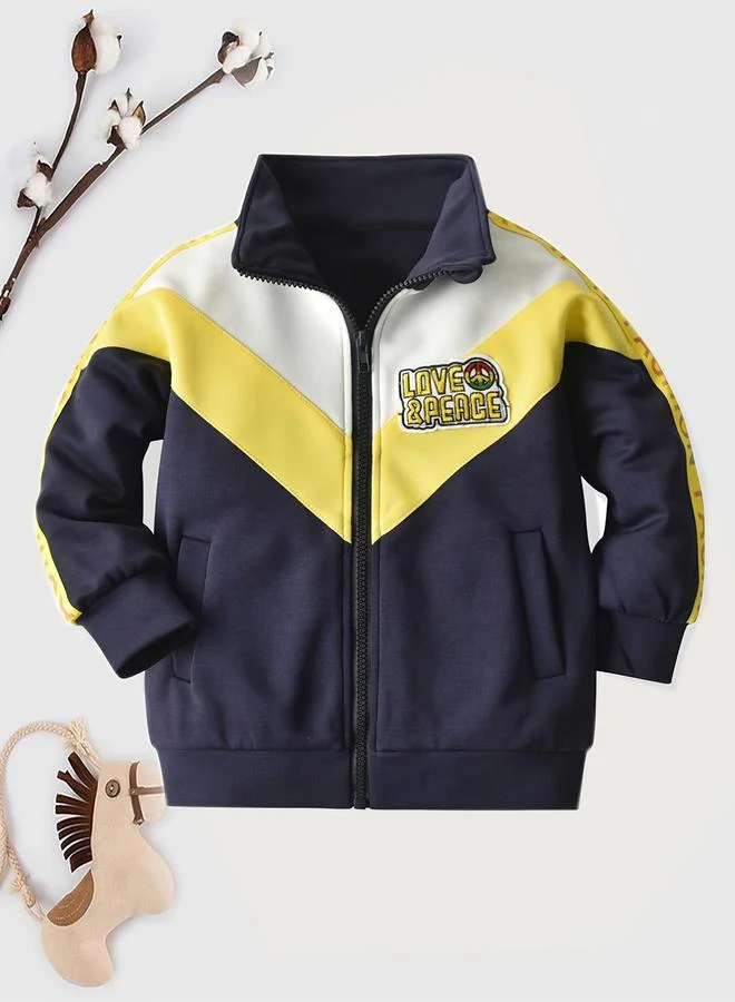 Take Two Take Two Color Block Zip Up Long Sleeve Jacket