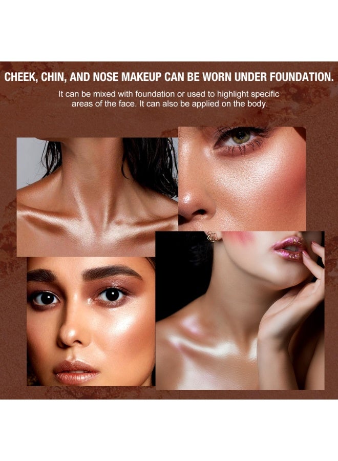 LANGMANNI Highlighter Powder Palette, Makeup Palette Facial Bronzers Illuminator Palette Highlighter Baked Waterproof Long Lasting Brilliant Lighten Skin Color (5 Color, 1 Count (Pack of 1)) - Image 3