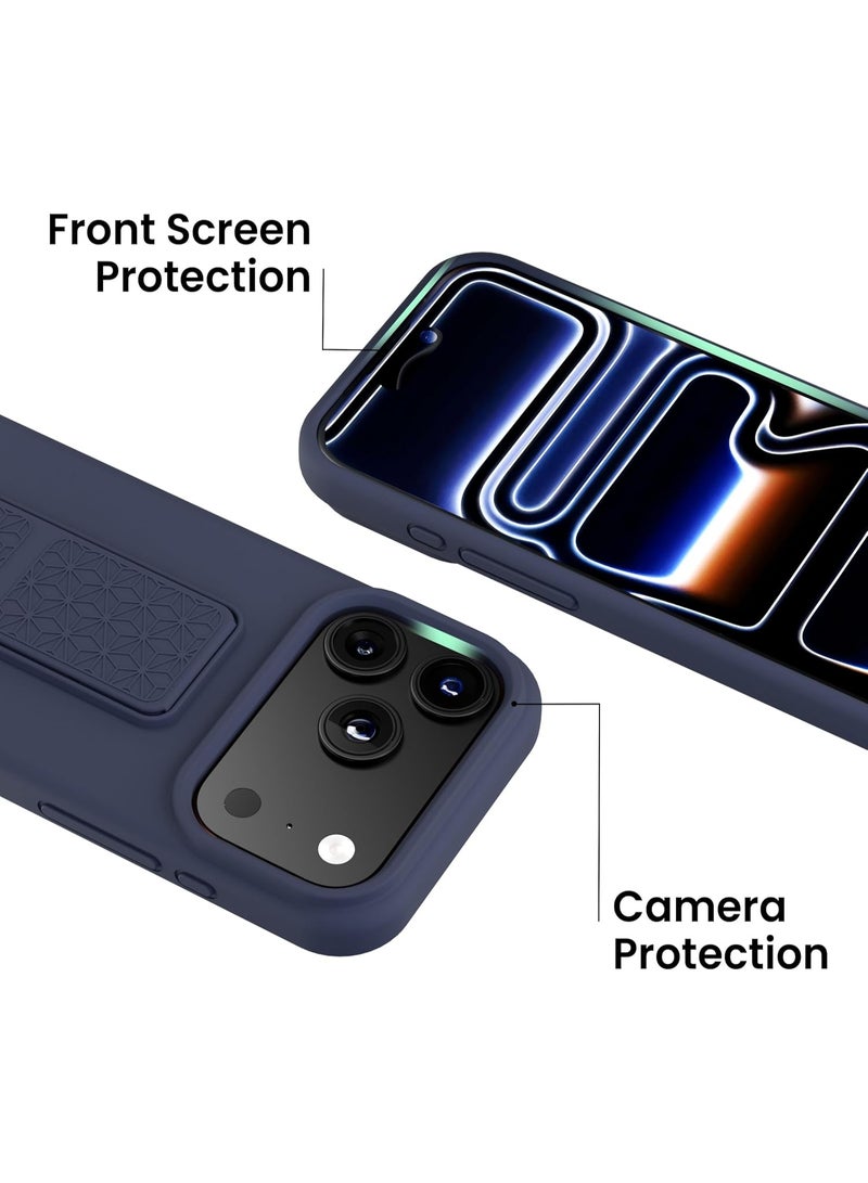 ACLIX iPhone 17 Pro Case with Kickstand and Hand Strap, Magnetic Silicone Slim Cover [Car Mount Compatible], 3-Way Vertical/Horizontal Stand & Grip, Shockproof Protective Shell | Dark Blue - Image 5