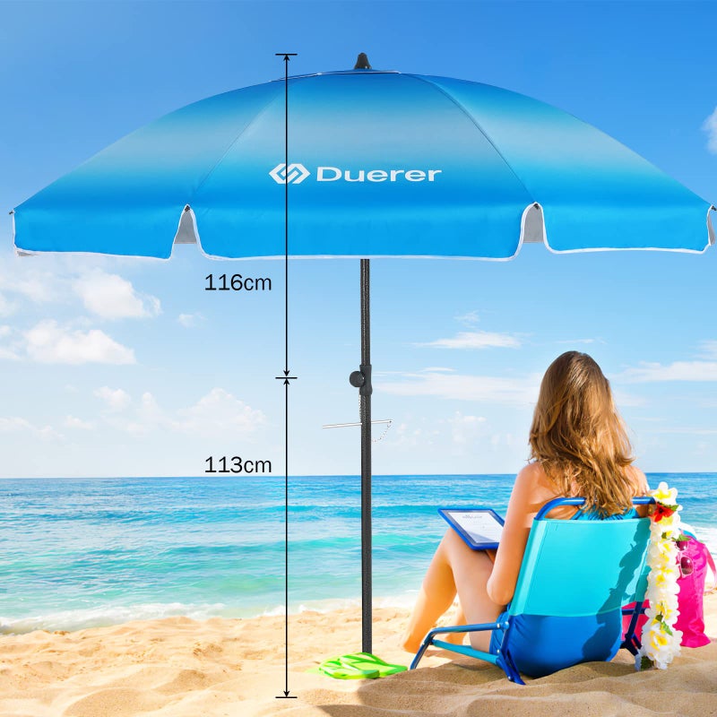 Duerer 8.5FT Beach Umbrella for Sand with Anchor, Heavy Duty Windproof, Height Adjustable Tilt, Iron Pole, Portable with Carrying Bag for Beach, Patio, Garden Outdoor - Image 5