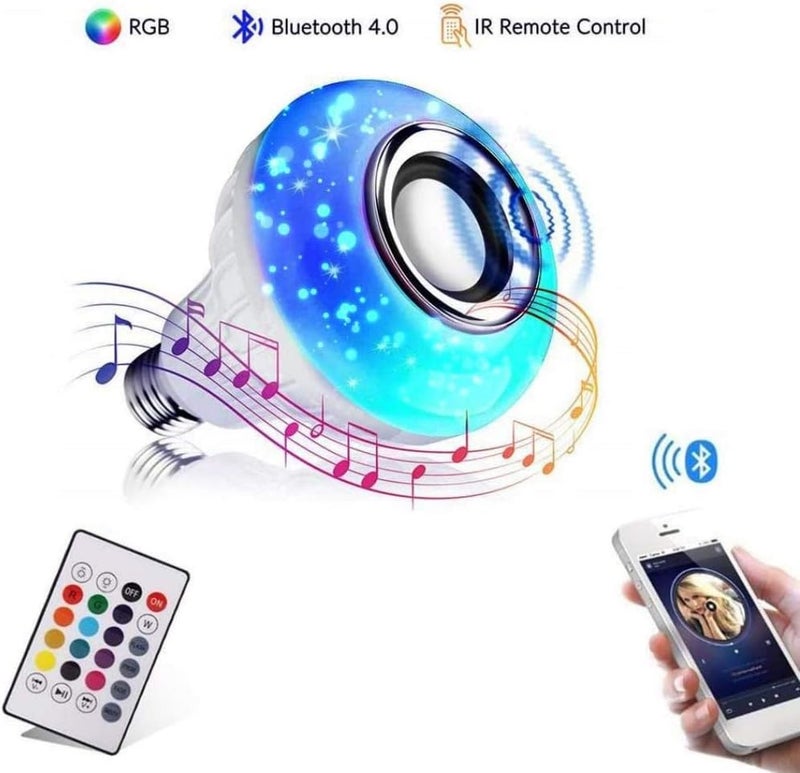 woobles Wireless Bluetooth Light Bulb Speaker,12w E27 RGB Light Bulb Colour Changing with Remote,Disco Lights Bulb forBedroom, Living Room, Family Party - Image 2