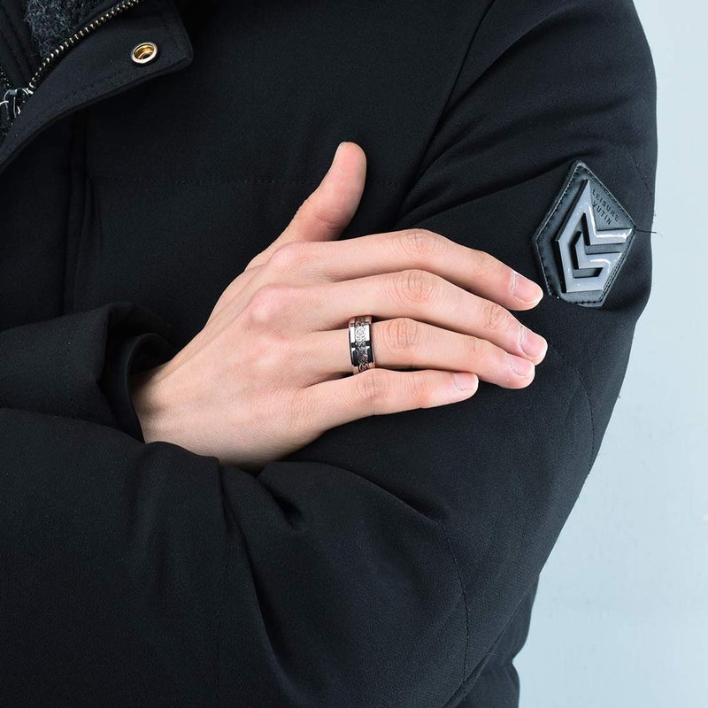 King Will DRAGON Men Tungsten Carbide Ring Wedding Band 8mm Silver Celtic Dragon Inlay Polish Finish 9.5 - Image 4