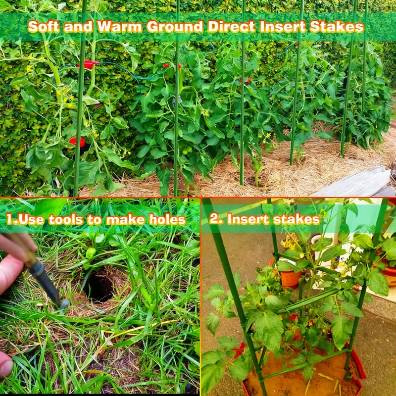 Xiny Tool Garden Stakes, 15 Pack 8 FT Steel Plant Garden Tomato Stakes with Plastic Coat for Climbing Plants (96 Inch) - Image 4
