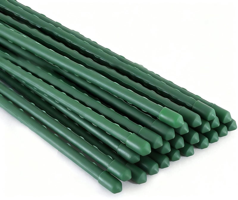 Xiny Tool Garden Stakes, 15 Pack 8 FT Steel Plant Garden Tomato Stakes with Plastic Coat for Climbing Plants (96 Inch) - Image 1