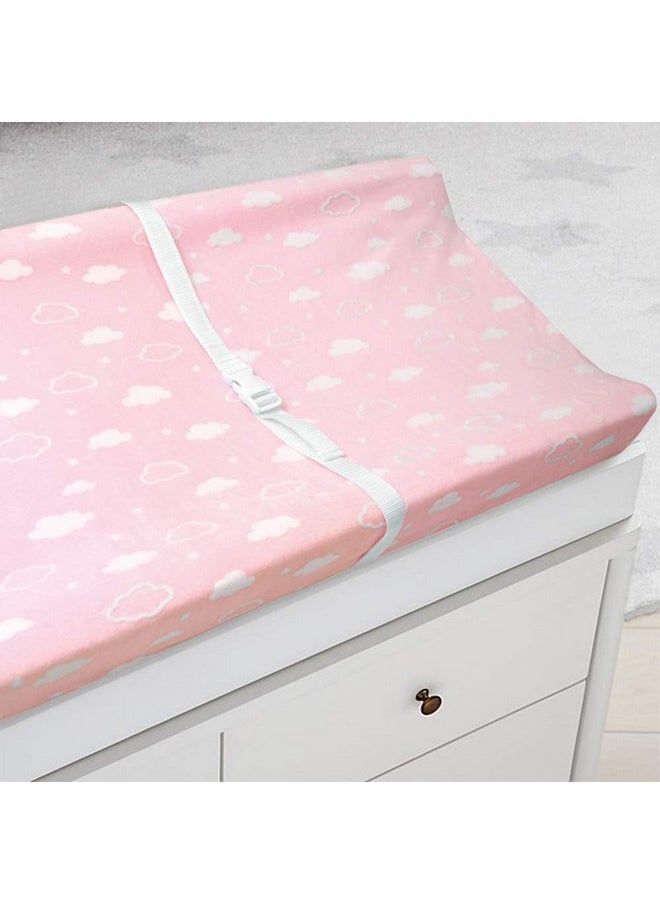American Baby Company - American Baby Company Heavenly Soft Chenille Fitted Contoured Changing Pad Cover, 3D Pink Cloud, for Girls - Image 1