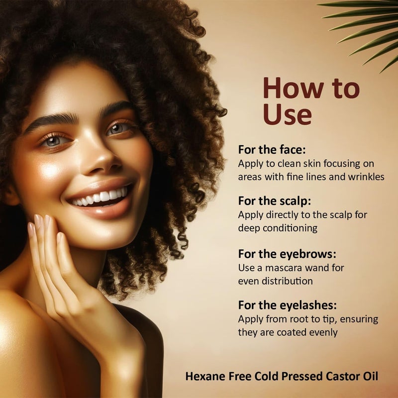 INFINA ESSENTIALS Pure Cold Pressed Castor Oil - Hexane Free, Glass Bottle for Hair Growth, Face, Scalp, Skin & Eyelashes - Nourishing and Moisturizing - 16 fl oz - Image 5