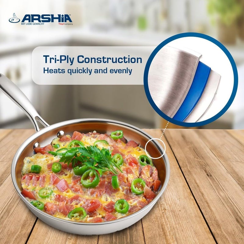Arshia Tri-Ply Stainless Steel Fry Pan, 22 cm - Image 4