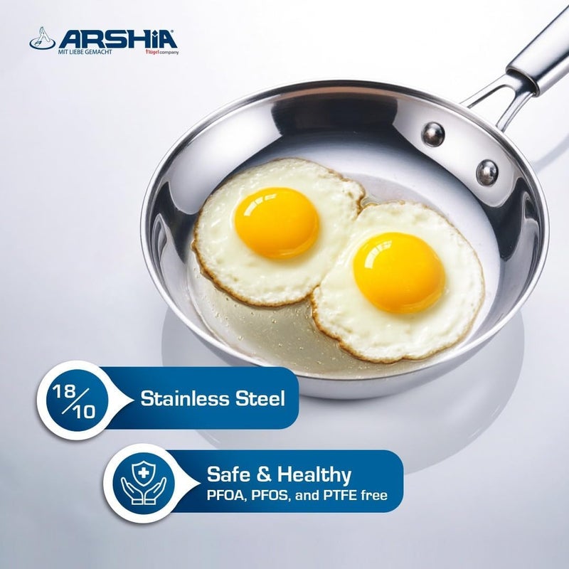 Arshia Tri-Ply Stainless Steel Fry Pan, 22 cm - Image 3