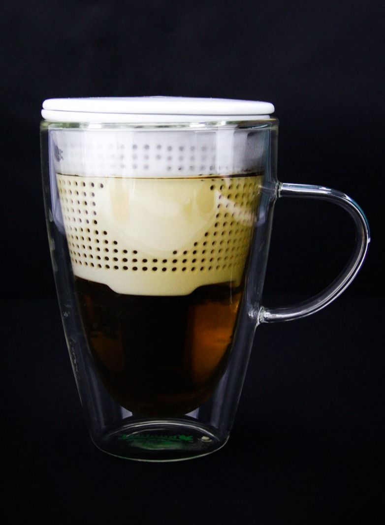 تيلاند فلتر شاي متوسط ​​الحجم من البورسلين مع غطاء للشاي الفضفاض والقهوة أبيض - Image 3