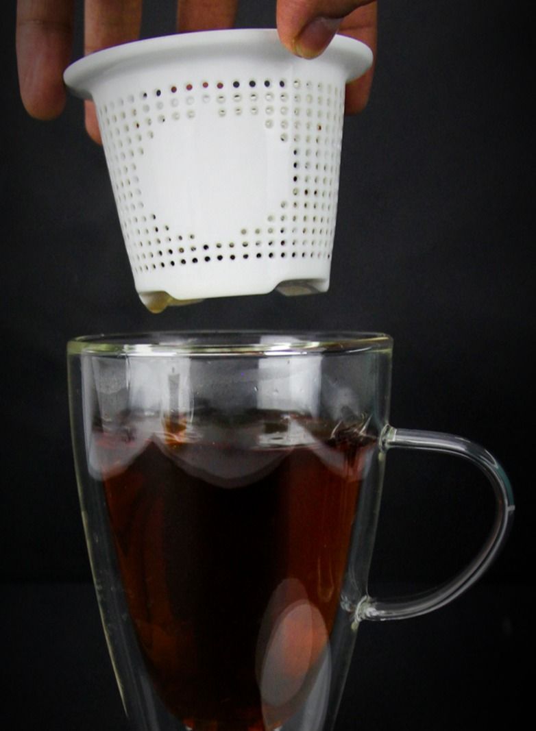 تيلاند فلتر شاي متوسط ​​الحجم من البورسلين مع غطاء للشاي الفضفاض والقهوة أبيض - Image 5