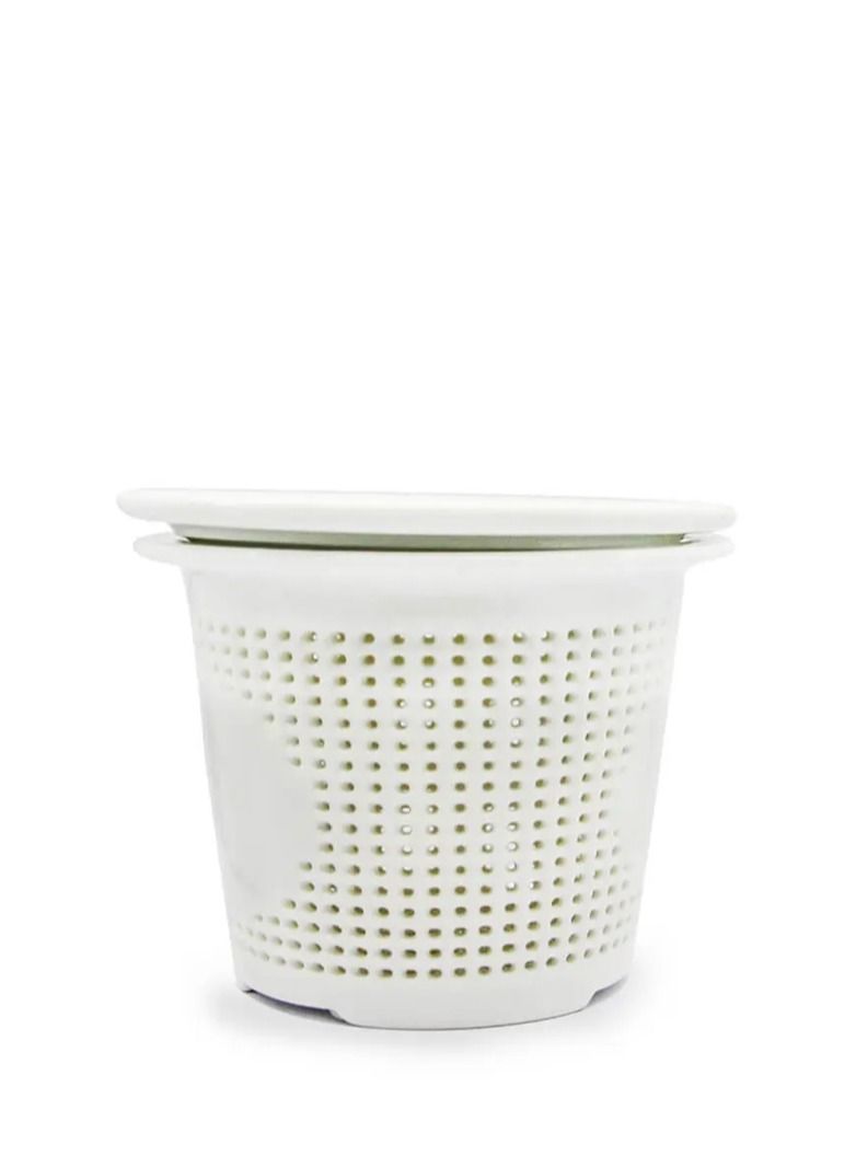 تيلاند فلتر شاي متوسط ​​الحجم من البورسلين مع غطاء للشاي الفضفاض والقهوة أبيض - Image 1