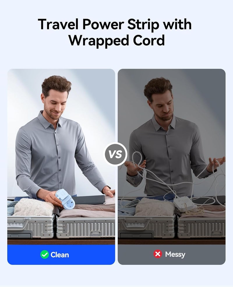 أوريكو مقبس طاقة متعدد للسفر، 2 مقابس 3 منافذ USB (1 USB-C)، 3250 واط 13 أمبير، سلك تمديد مضغوط وقابل للف لأساسيات السفر للفنادق معتمد للرحلات البحرية - AP3 - Image 5