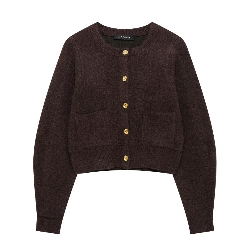 ZA cross-border womens clothing wholesale round neck single breasted knitted cardigan hip skirt suit 3920558 3920557 Short skirt - Image 2