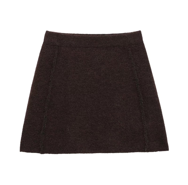 ZA cross-border womens clothing wholesale round neck single breasted knitted cardigan hip skirt suit 3920558 3920557 Short skirt - Image 1