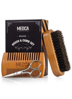 MEDca Wooden Beard And Comb Set For Men Perfect For Beards Head Hair And Mustaches Men  - Image 1