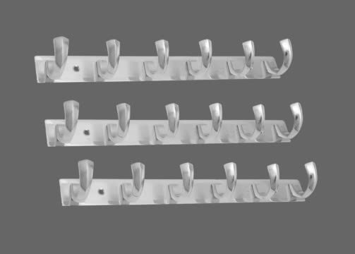 GHAR DWAR Ghardwar Stainless Steel Royal 6 Pin Cloth Hanger Wall Hooks Rail for Hanging Clothes, Towel Hook Set /Bathroom Cloth Hanger Robe Wall Door Hooks Rail for Hanging Keys,Towel Steel Hook (Pack of 3) - Image 1