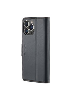 CaseMe Flip Wallet Case For iPhone 14 Pro Max [RFID Blocking] PU Leather Wallet Flip Folio Case with Card Holder Kickstand Shockproof Phone Cover (Black)  - Image 2